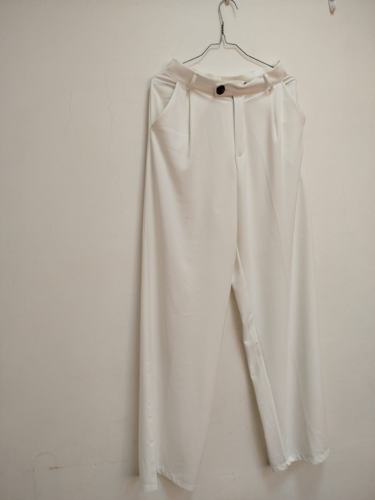 Pantalon droit taille haute Blanc