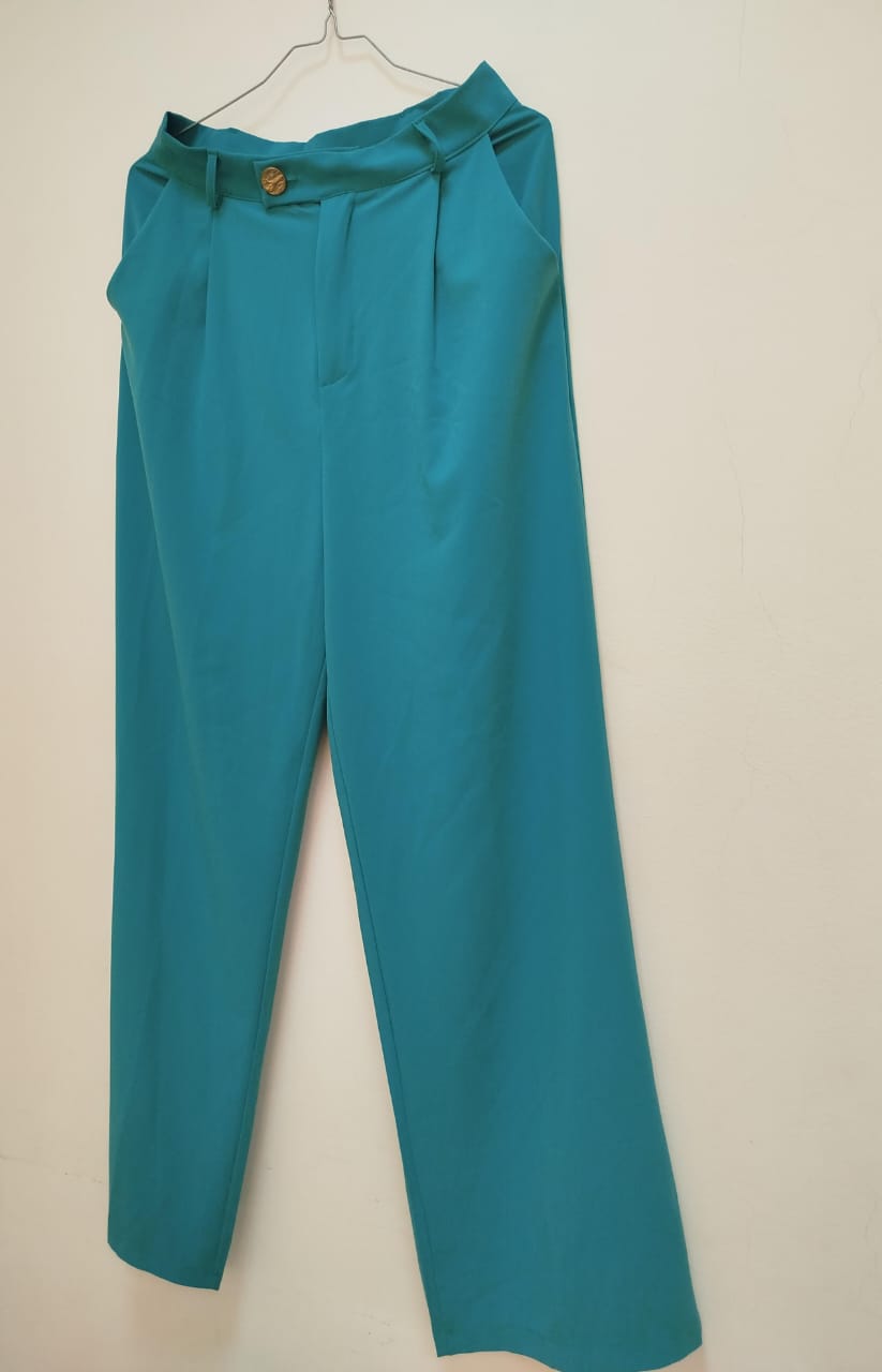 Pantalon droit taille haute Vert