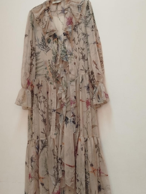 Robe longue à imprimé floral avec volants