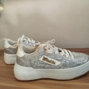 Baskets plateforme argent pailleté